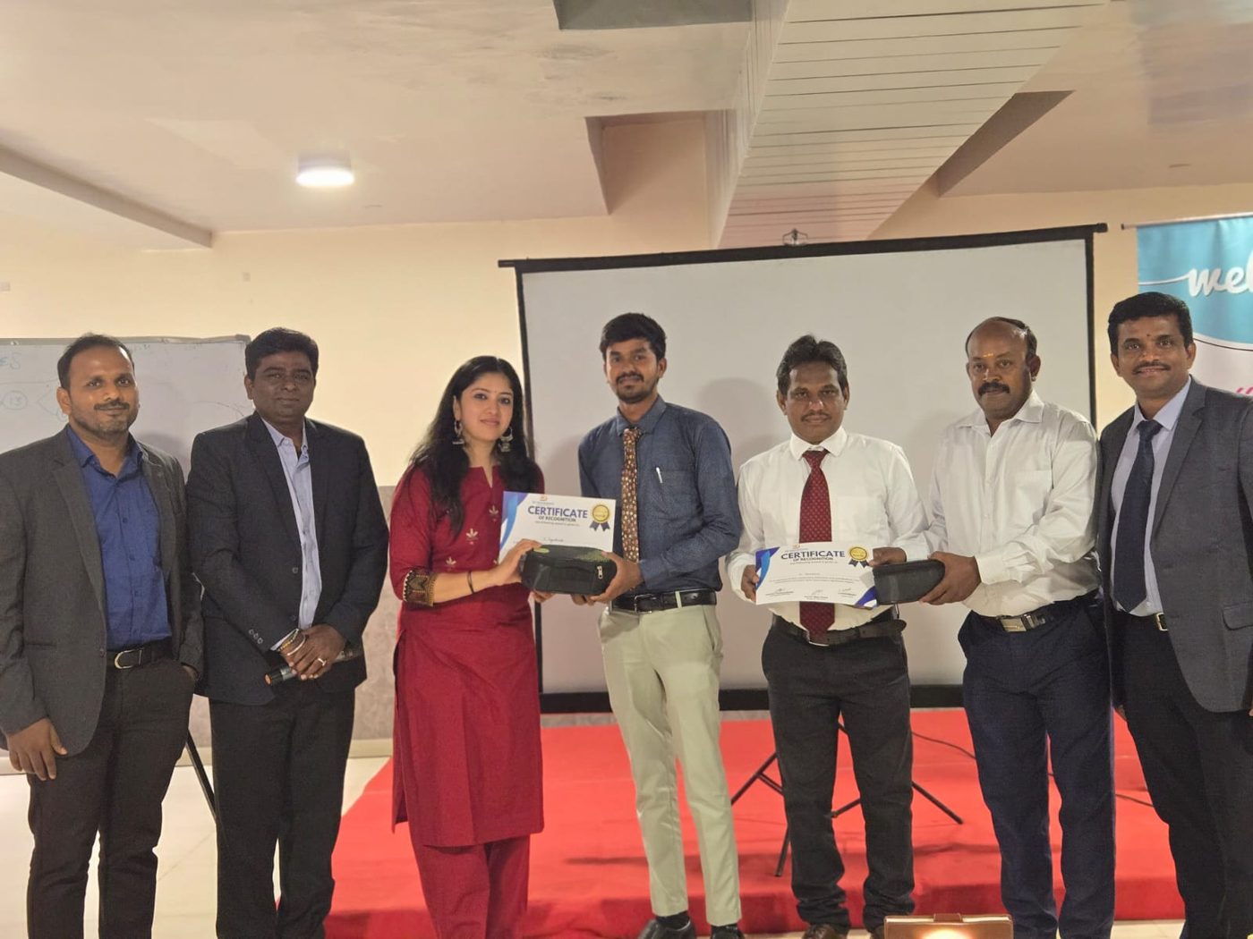 Colleagues and guests on stage at the product launch